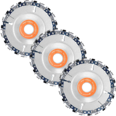 3 Pieces 5/8 Inch Wood Carving Chain Disc, 22 Teeth Angle Grinder Wood Cutting Chainsaw Wheel Disc Removal Stump for 4-1/2 Inch Angle, Inner Diameter Chainsaw