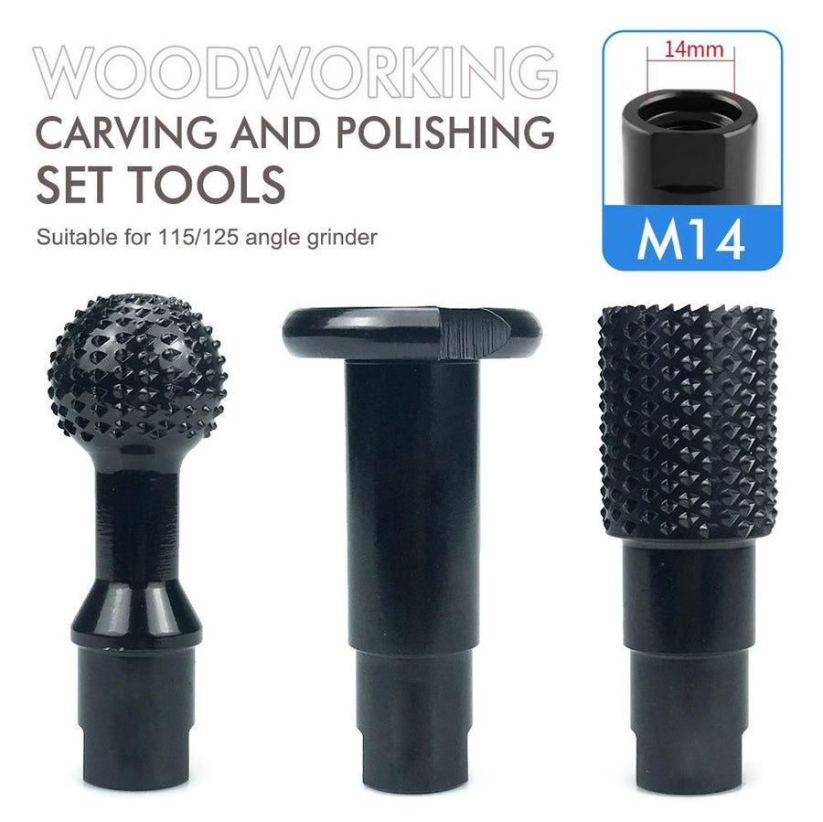 woodworking carving and polishing set, angle grinder accessories, wood carving tools, wood grinding balls, durable woodworking tools - Black - Size 14mm