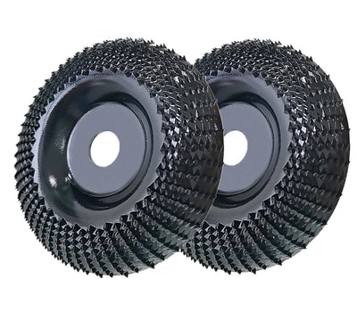 Wood Carving Disc Grinder Wheel Disc 4 Inch Wood Shaping Wheel Wood Grinding Shaping Disc for Angle Grinders with 5/8” Arbor - Black - Size 2PCS