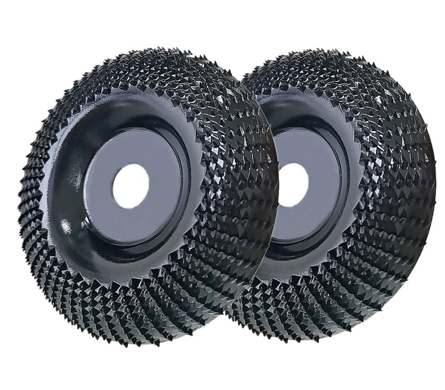 Wood Carving Disc Grinder Wheel Disc 4 Inch Wood Shaping Wheel Wood Grinding Shaping Disc for Angle Grinders with 5/8” Arbor - Black - Size 2PCS