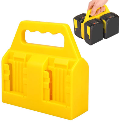 Battery Carrying Holder for 18V/14.4V, Portable Battery Case with Handle, Battery Organizer for Easy and Transport, Ideal for Tool Bags & Job Sites - Yellow - Size 4 Slots