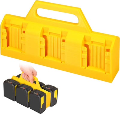 Battery Carrying Holder for 18V/14.4V, Portable Battery Case with Handle, Battery Organizer for Easy and Transport, Ideal for Tool Bags & Job Sites - Yellow - Size 6 Slots
