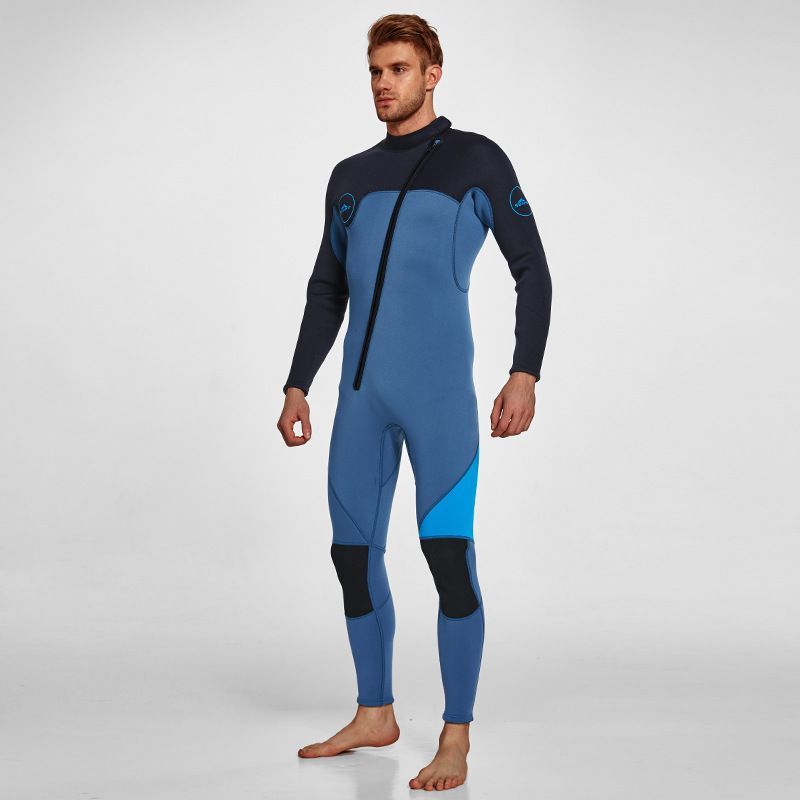 3MM Men's Full Wetsuit – 4-Way Stretch, UPF 50+, Thermal & Scratch Resistant for Diving & Surfing - Blue - Size XL