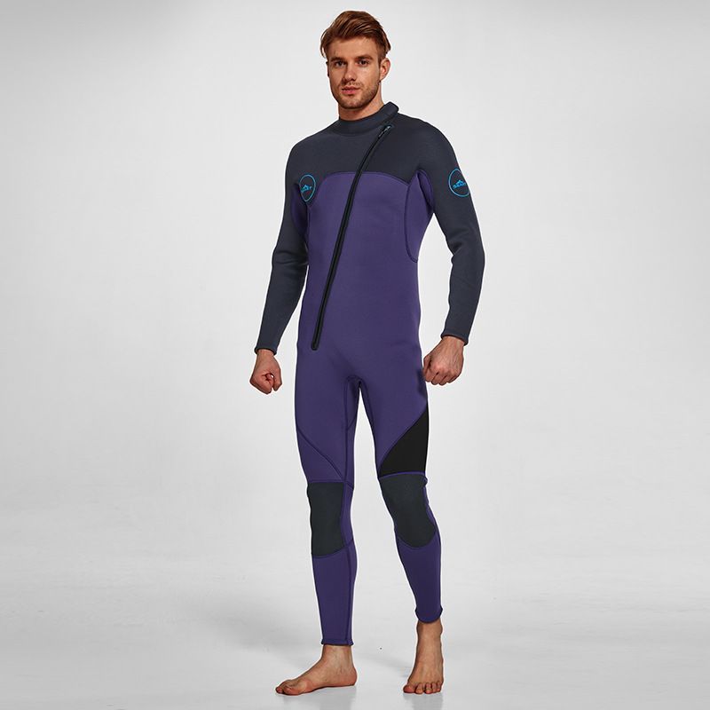 3MM Men's Full Wetsuit – 4-Way Stretch, UPF 50+, Thermal & Scratch Resistant for Diving & Surfing - Purple - Size XXL