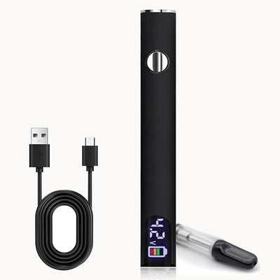 Rechargeable Thread Burner Kit Digital LCD Screen Displays for Intelligent Temperature Control Burning Pen with Three Settings of 2.7V, 3.7V and 4.2V,510 threaded battery - Black - Size 3.5in