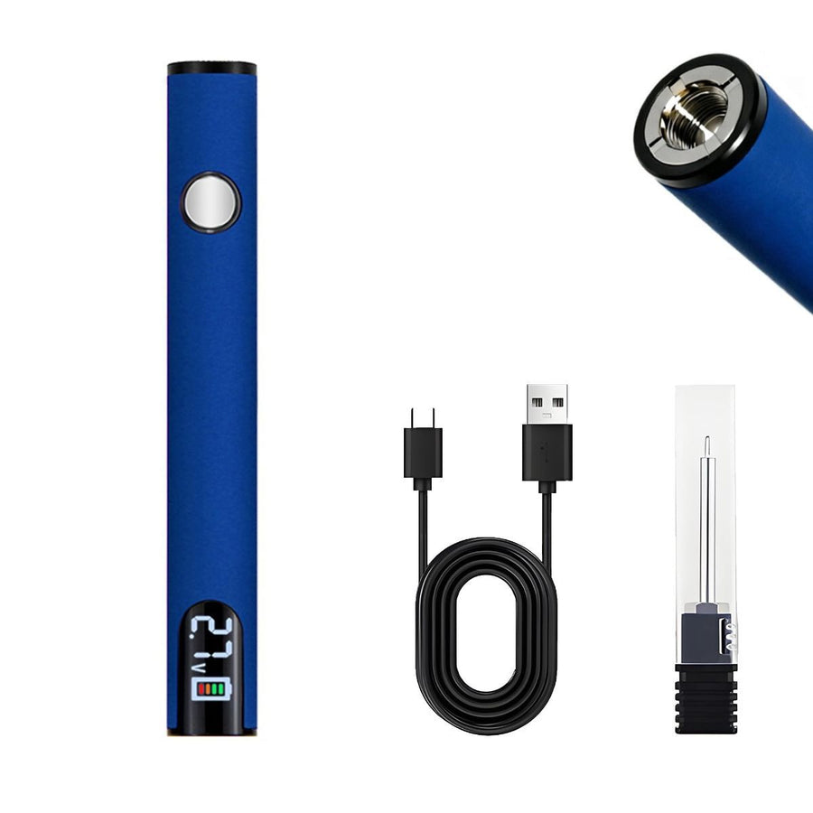 Rechargeable Thread Burner Kit Digital LCD Screen Displays for Intelligent Temperature Control Burning Pen with Three Settings of 2.7V, 3.7V and 4.2V,510 threaded battery - Blue - Size 3.5in