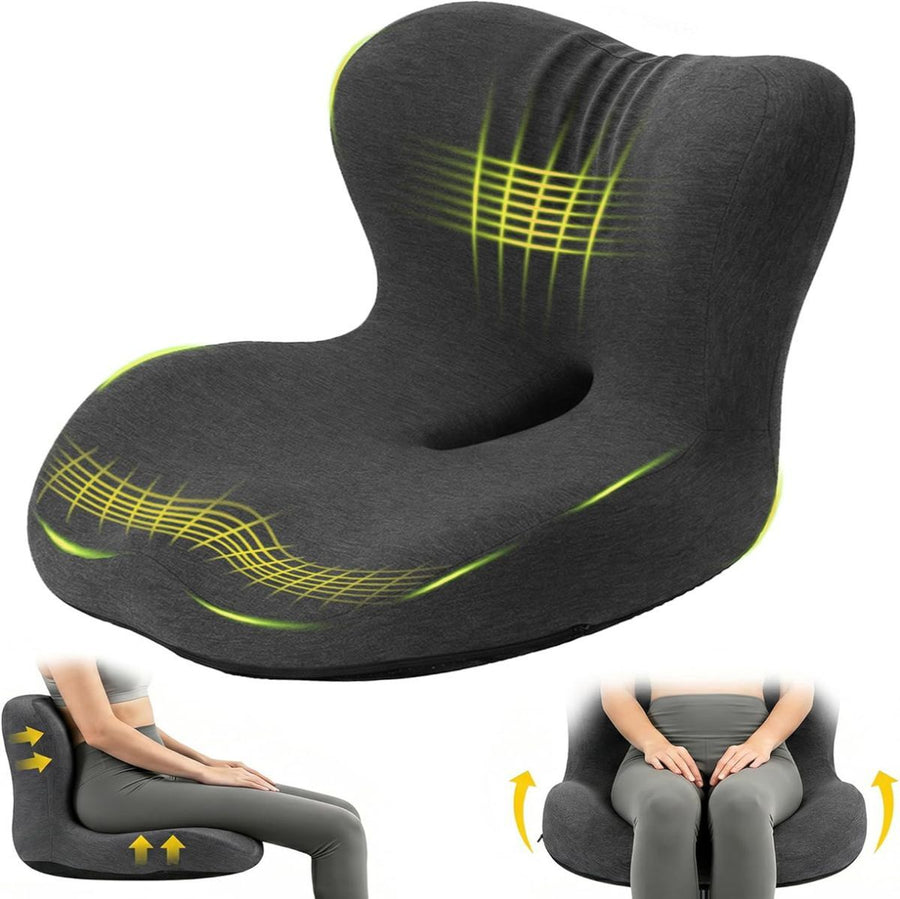 Memory Foam Seat Cushion for Office Chair - Sciatica Pain Relief Coccyx Cushion for Tailbone Pain - Orthopedic Gel Seat Cushion for Car & Desk - Non-Slip Bottom with Breathable Cover - Black - Size 38cm*38.5cm*33cm