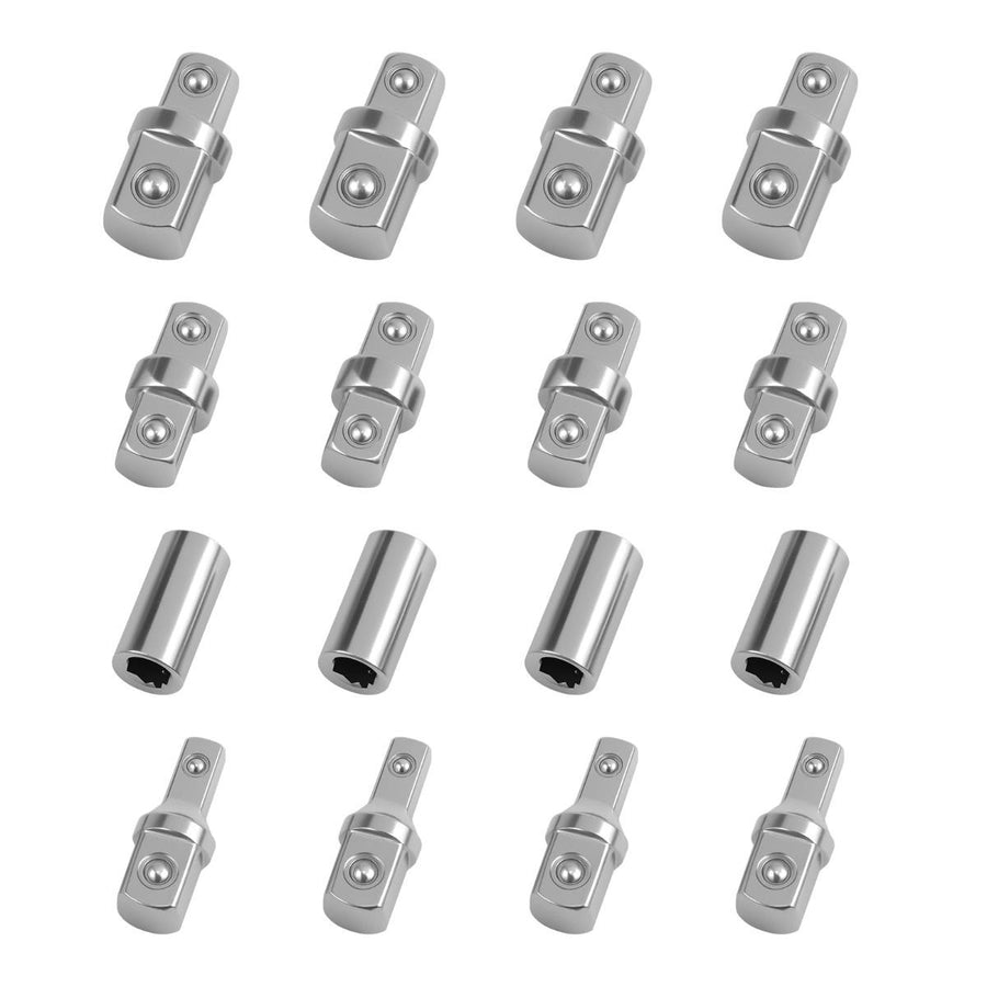 16Pcs 1/2",1/4" and 3/8" Square Drive Adapters, Double-Head External Square Internal Hexagonal Connector
