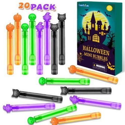 Halloween Treats Non Candy for Toddlers 20 PCS, Mini Bubble Wands Prizes Toys Gifts Bags for Kids, Small Halloween Birthday Classroom Party Basket Goody Bag Stuffer Trinkets Stuff for Boys Girls