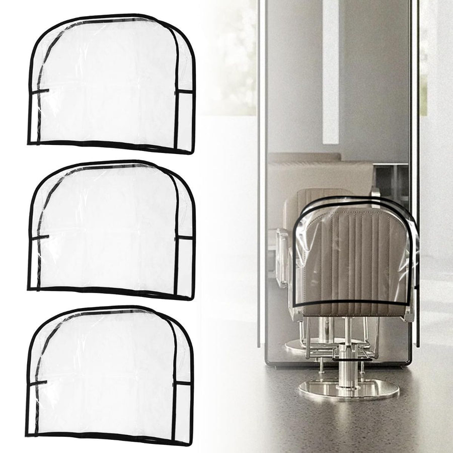 3Pcs Salon Chair Cover, PVC Clear Chair Back Covers, Waterproof Salon Chair Covers Protectors, Soft Salon Chair Back Cover, Fits Most Standard Salon Chairs Office Chairs, 20"x 15.7"x 4.7" - Black - Size 20in