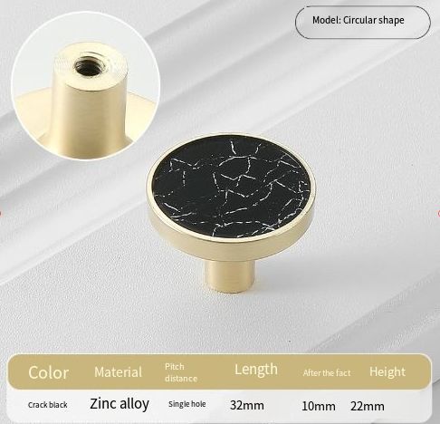 8Pcs Drawer Knob Set, Zinc Alloy Dresser Pull with Screws, Decorative Drawer Handle, Exquisite Furniture Knob for Closet Dresser Door - Black - Size 22mm