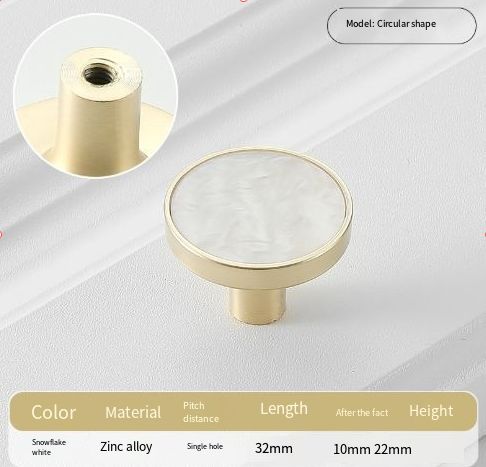 8Pcs Drawer Knob Set, Zinc Alloy Dresser Pull with Screws, Decorative Drawer Handle, Exquisite Furniture Knob for Closet Dresser Door - White - Size 22mm