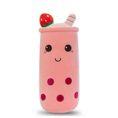 Bubble Tea Plush Pillow Soft Plush Toy Skin-Friendly Pillow Multiple Sizes Cute - Pink - Size 24in