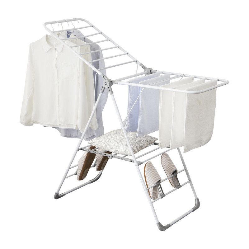Floor-Standing Folding Wing-Shaped Drying Rack-White