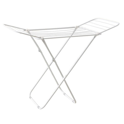 Mini Double-Wing Floor-Standing Folding Clothes Drying Rack-White
