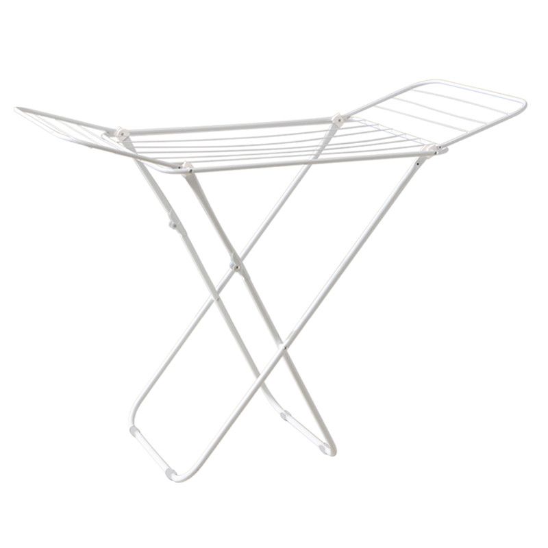 Mini Double-Wing Floor-Standing Folding Clothes Drying Rack-White