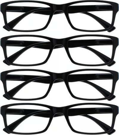 Black Reading Glasses 4-pack Value Designer Style Men Women(+2.50)