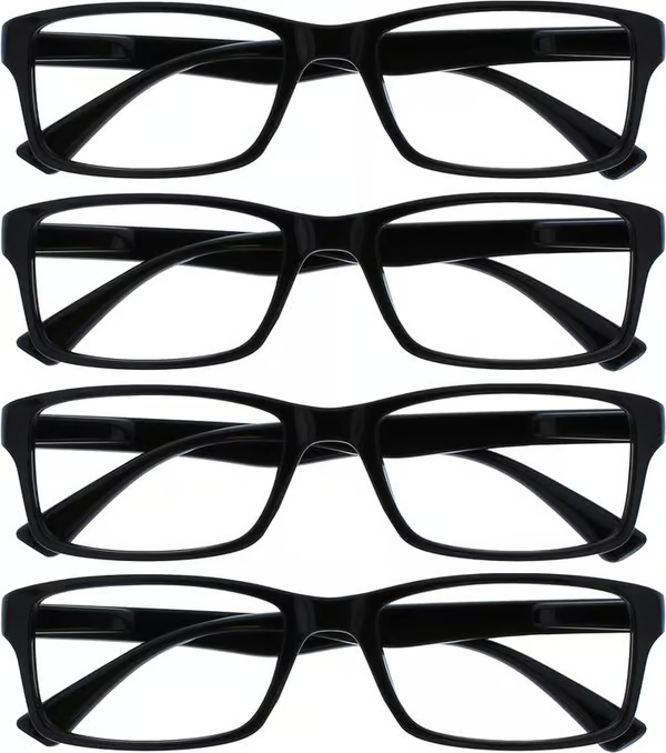 Black Reading Glasses 4-pack Value Designer Style Men Women(+2.50)