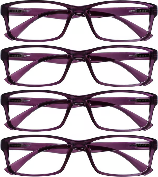 Purple Reading Glasses 4-pack Value Designer Style Men Women(+2.00)