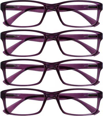 Purple Reading Glasses 4-pack Value Designer Style Men Women(+2.50)