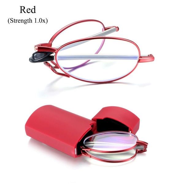Foldable reading glasses,  compact  for men and women（Red 400）