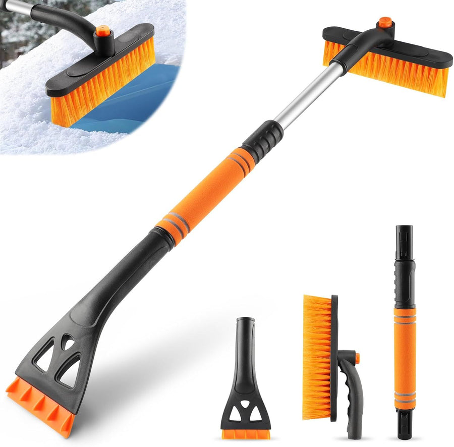 Extendable Ice Scraper & Snow Brush 80 cm – 360° Rotating Snow Remover for Car, SUV & Pickup
