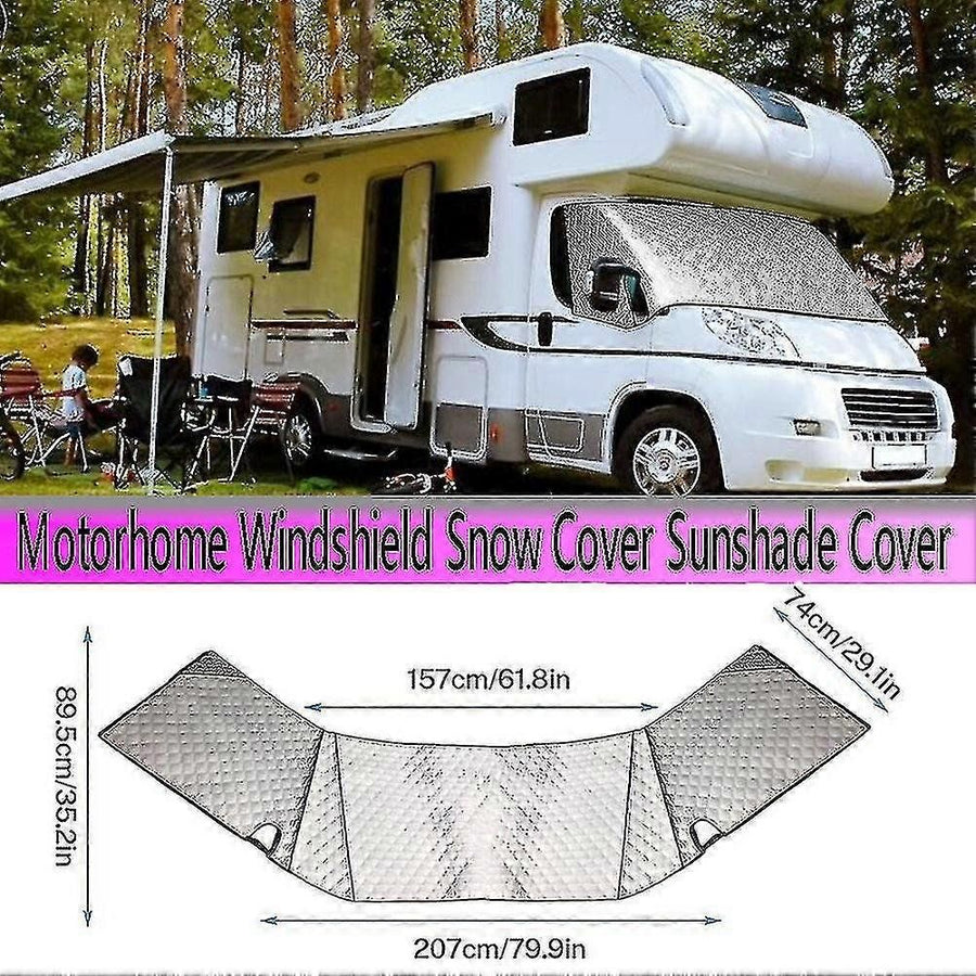 Camper Van Windshield Cover Compatible with C 1997-2022 4 Layer Thickened Camper Van Windshield Cover Snow Protection - WELLNGS