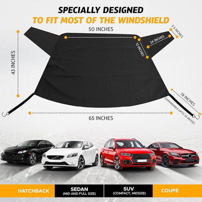 600D Snow Fropcs car trunk windshield cover 65x43in  windproof Fropcs Protection compatible with Cars  & SUVs& Trucks