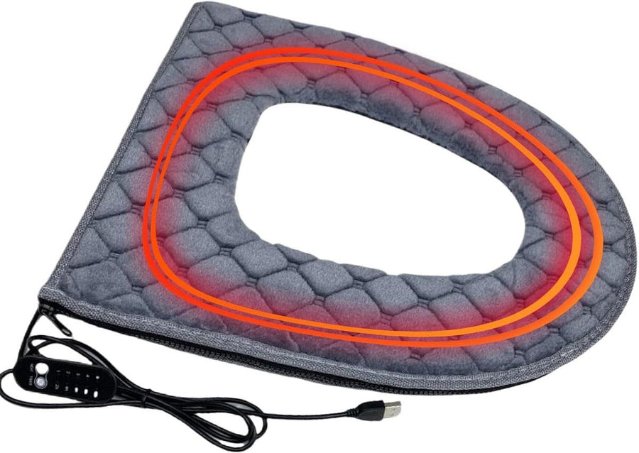 USB Heated Toilet Seat Cover 5 Level Heating with Timer Grey