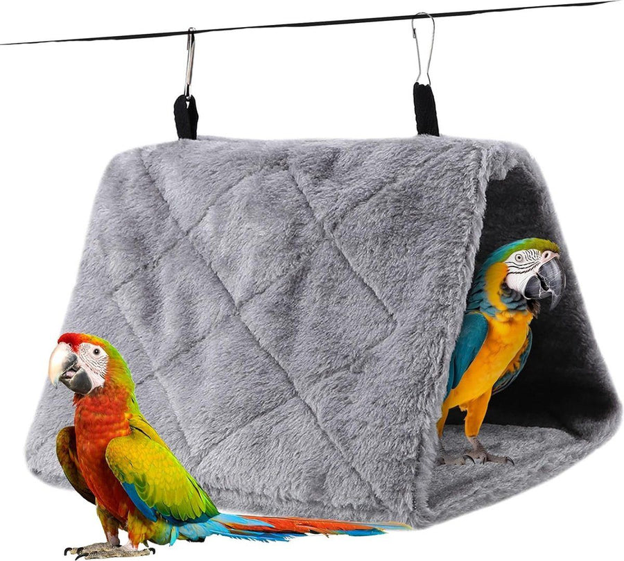 Pet Bird Hammock Plush Hanging Bed Black and Blue, Size M