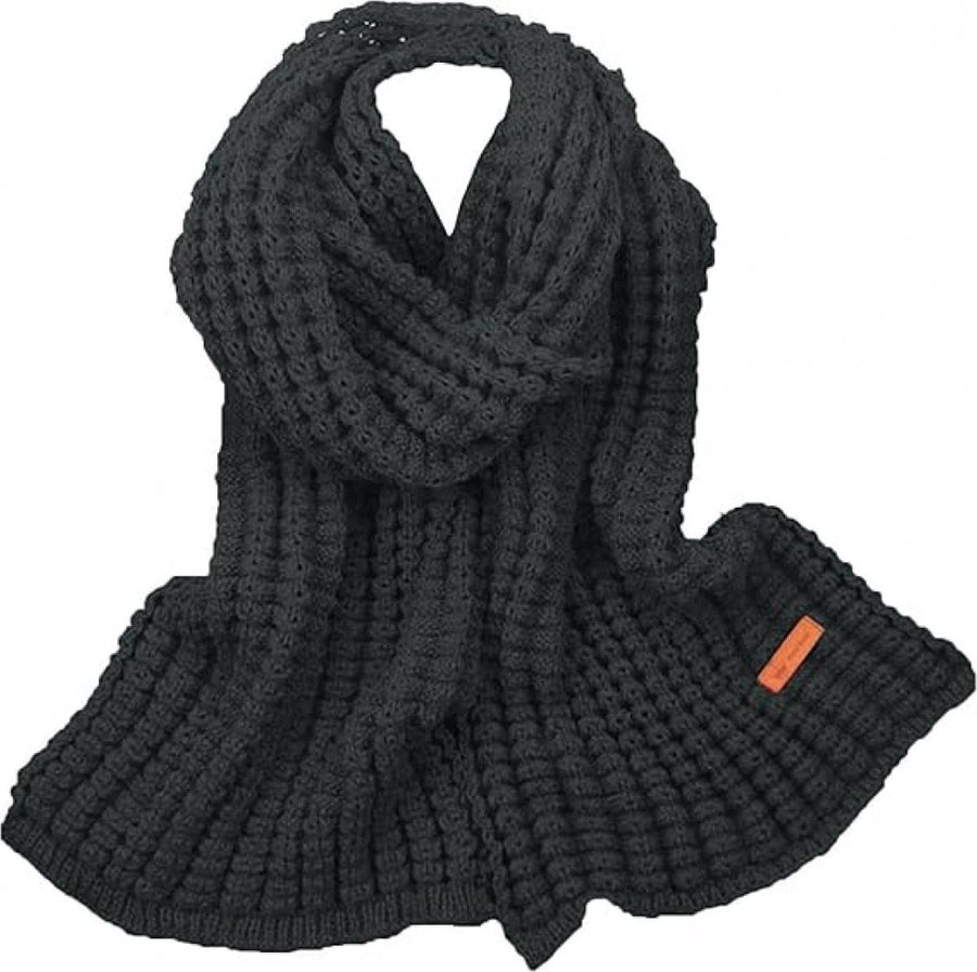 Knitted Winter Scarf Windproof Unisex Black, 160 x 23 cm