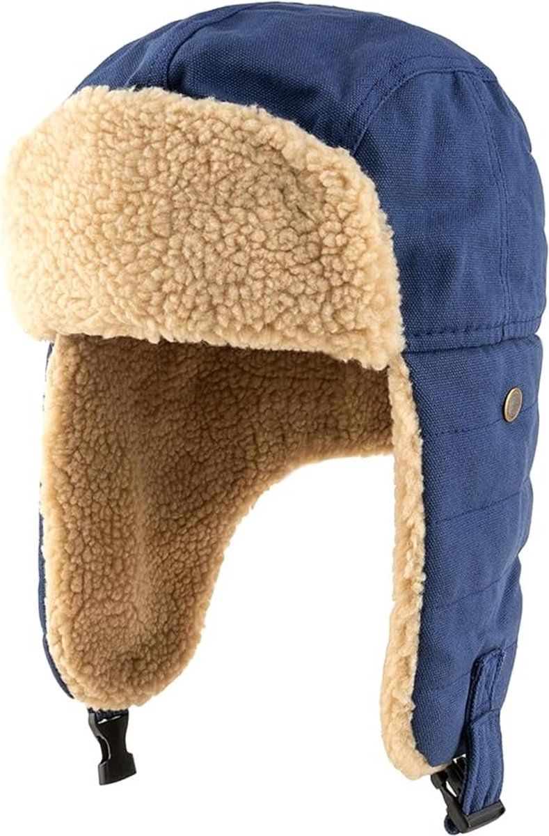 Winter Aviator Hat Thickened Cotton with Earmuffs Navy Blue, One Size