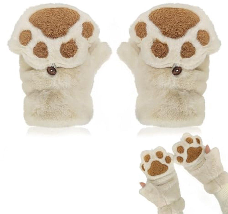 Fingerless Plush Winter Gloves Warm Cosplay Gloves for Women and Teen Girls