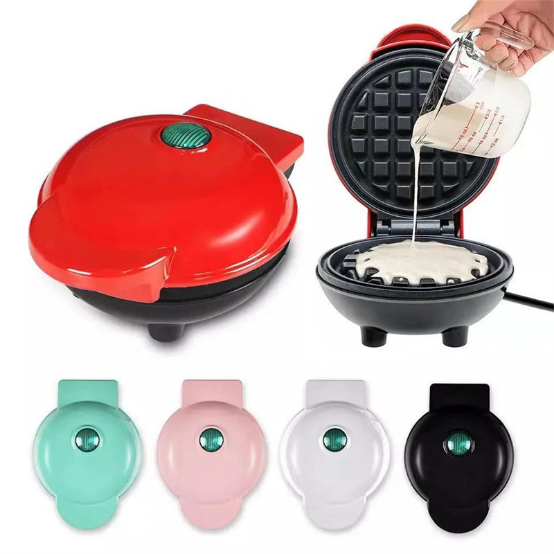 420W Mini Portable Electric Waffle Maker,  ideal for home breakfast, pancake & dessert baking（Red）