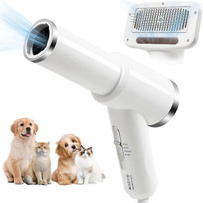 2-in-1 Pet Hair Dryer with Straightening Brush Adjustable Temperature for Small Animals