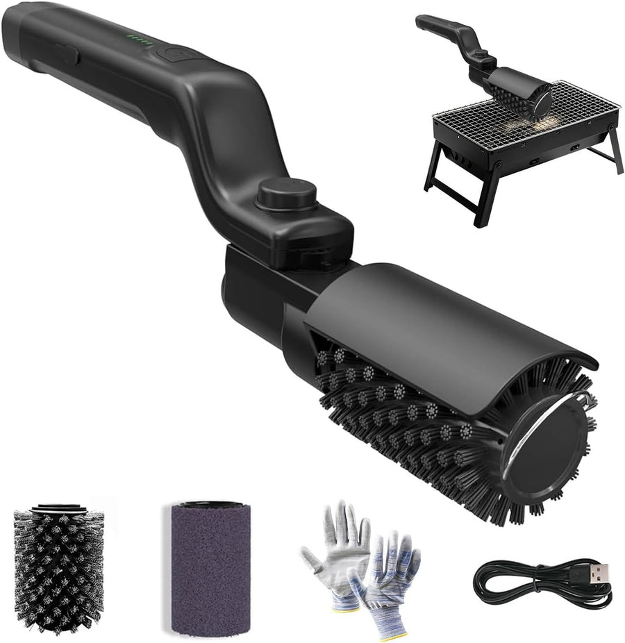 Electric Grill Brush Rechargeable 3-Speed with 180 Degree Adjustable Stainless Steel Head