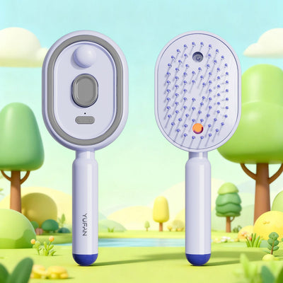 Electric Spray Hair Brush with Essential Oil Diffuser Scalp Massager Antistatic Purple
