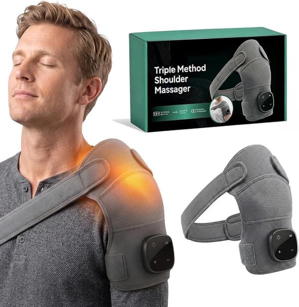 Shoulder Massager with Shiatsu Heat 3 Levels Compression and Vibration for Neck Legs and Shoulders