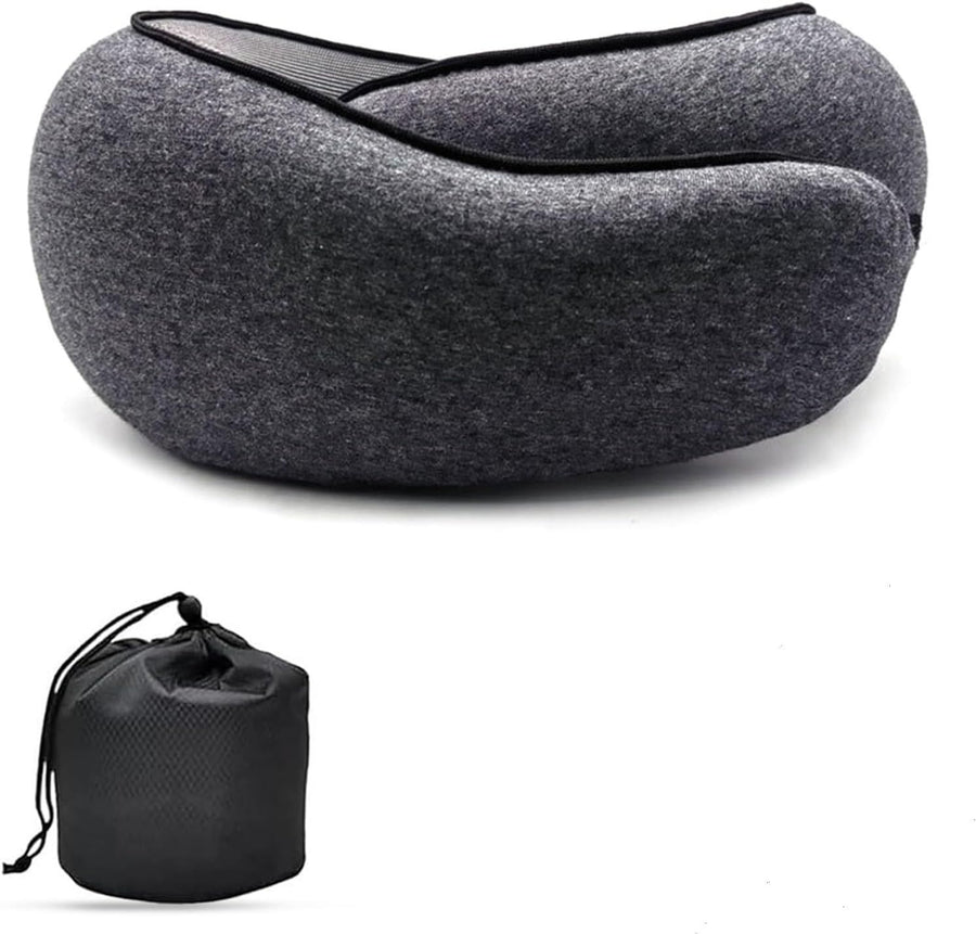 Travel Neck Pillow U-Shaped Memory Cotton for Airplane Sleep and Neck Support Pale Gray and Dark Gray