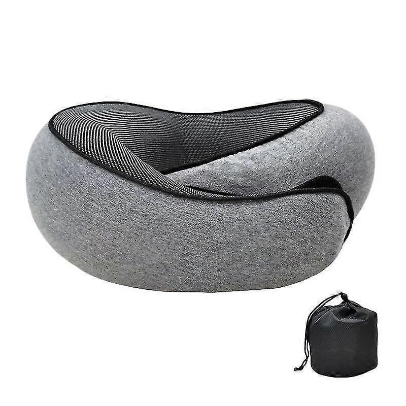 Travel Neck Pillow U-Shaped Memory Cotton for Airplane Sleep and Neck Support Dark Gray