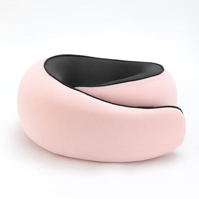 Travel Neck Pillow U-Shaped Memory Cotton for Airplane Sleep and Neck Support Pink