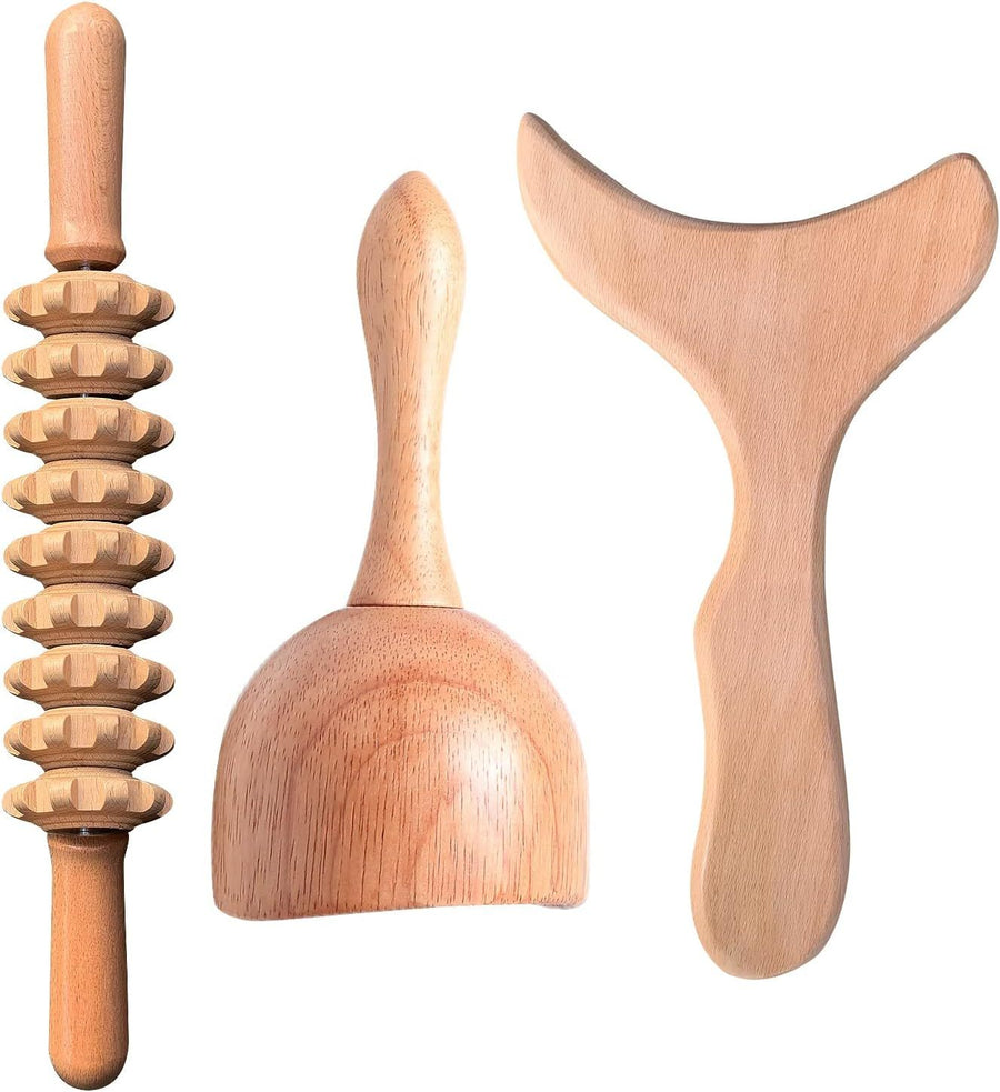 3-in-1 Wood Therapy Massage Tool Kit for Maderoterapia and Lymphatic Drainage