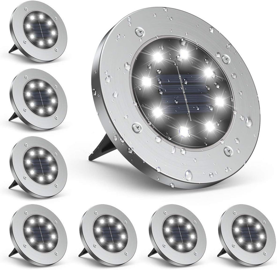 8-Pack Solar Garden Lights IP65 Waterproof 6000K Cool White Landscape Lighting