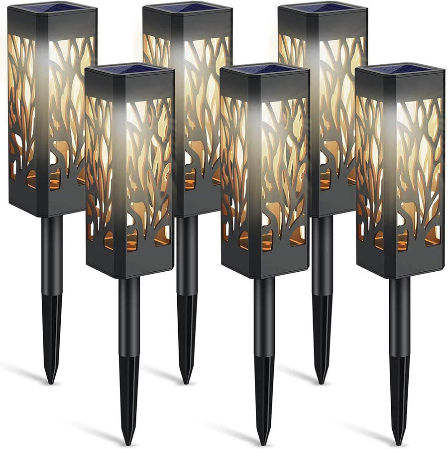 6-Pack Solar Garden Lights Waterproof Warm White LED Outdoor Lights Black Shell