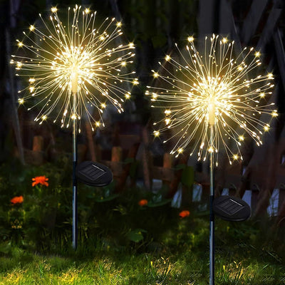 2-Pack 120 LED Solar Firework Garden Lights for Patio and Flower Boxes White