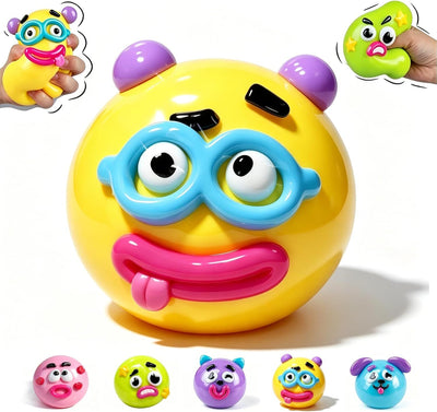Dog Face Stress Ball Slow Rising Sensory Toy for Anxiety Relief Yellow