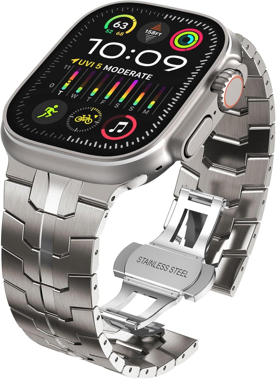 Stainless Steel Watch Band Compatible with Apple Watch Ultra Series Silver, 38mm/ 40mm/ 41mm