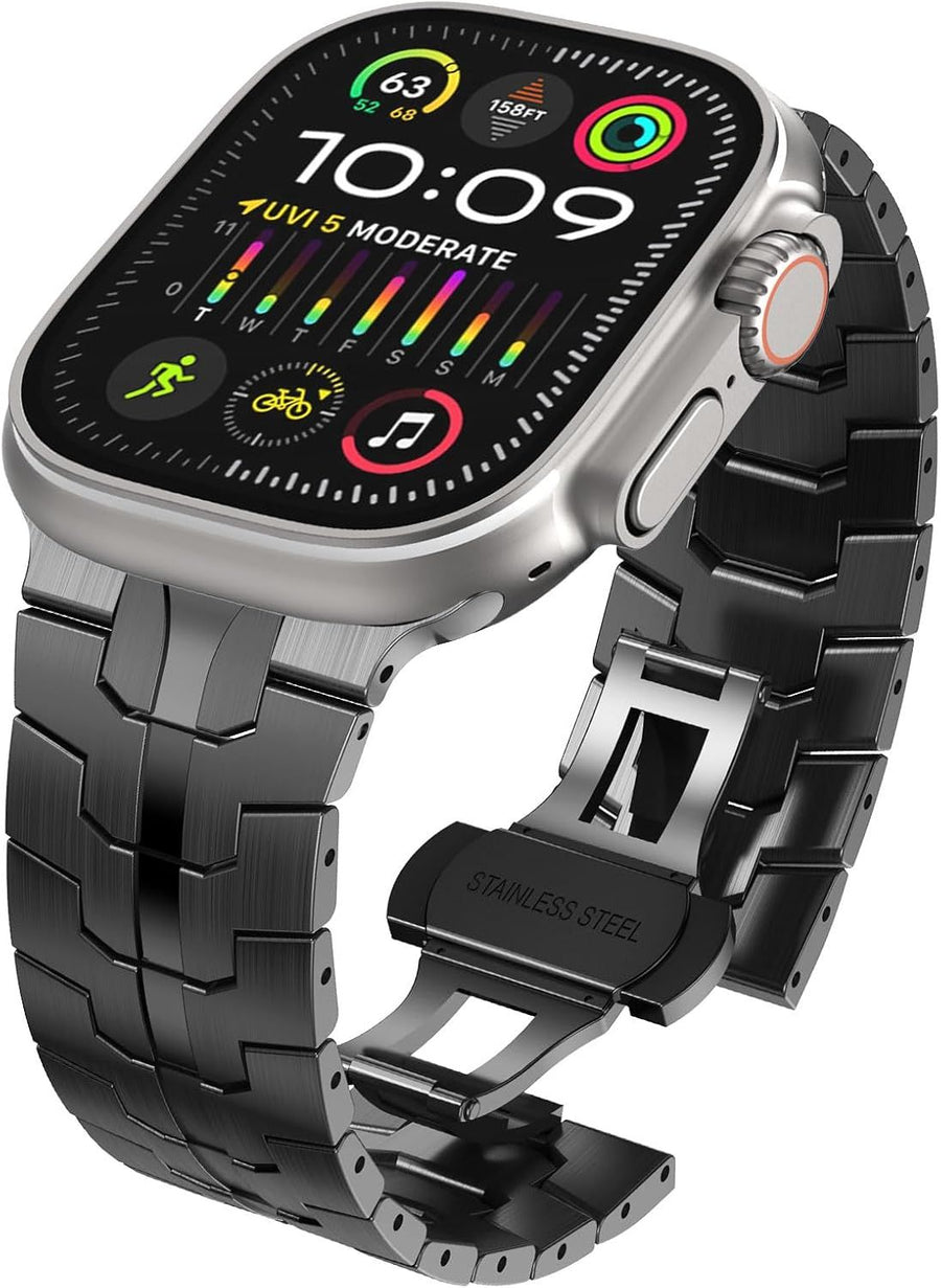 Stainless Steel Watch Band Compatible with Apple Watch Ultra Series Black, 42mm 44mm 45mm 49mm