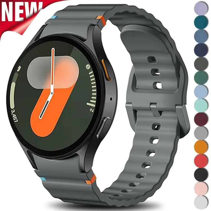 No Gap Sport Silicone Watch Band Compatible with Samsung Galaxy Watch 7 FE 5 Pro 6 4 Classic Space Gray SM7 NO, 40mm 44mm