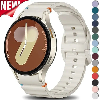 No Gap Sport Silicone Watch Band Compatible with Samsung Galaxy Watch 7 FE 5 Pro 6 4 Classic Starlight SM7 NO, 40mm 44mm